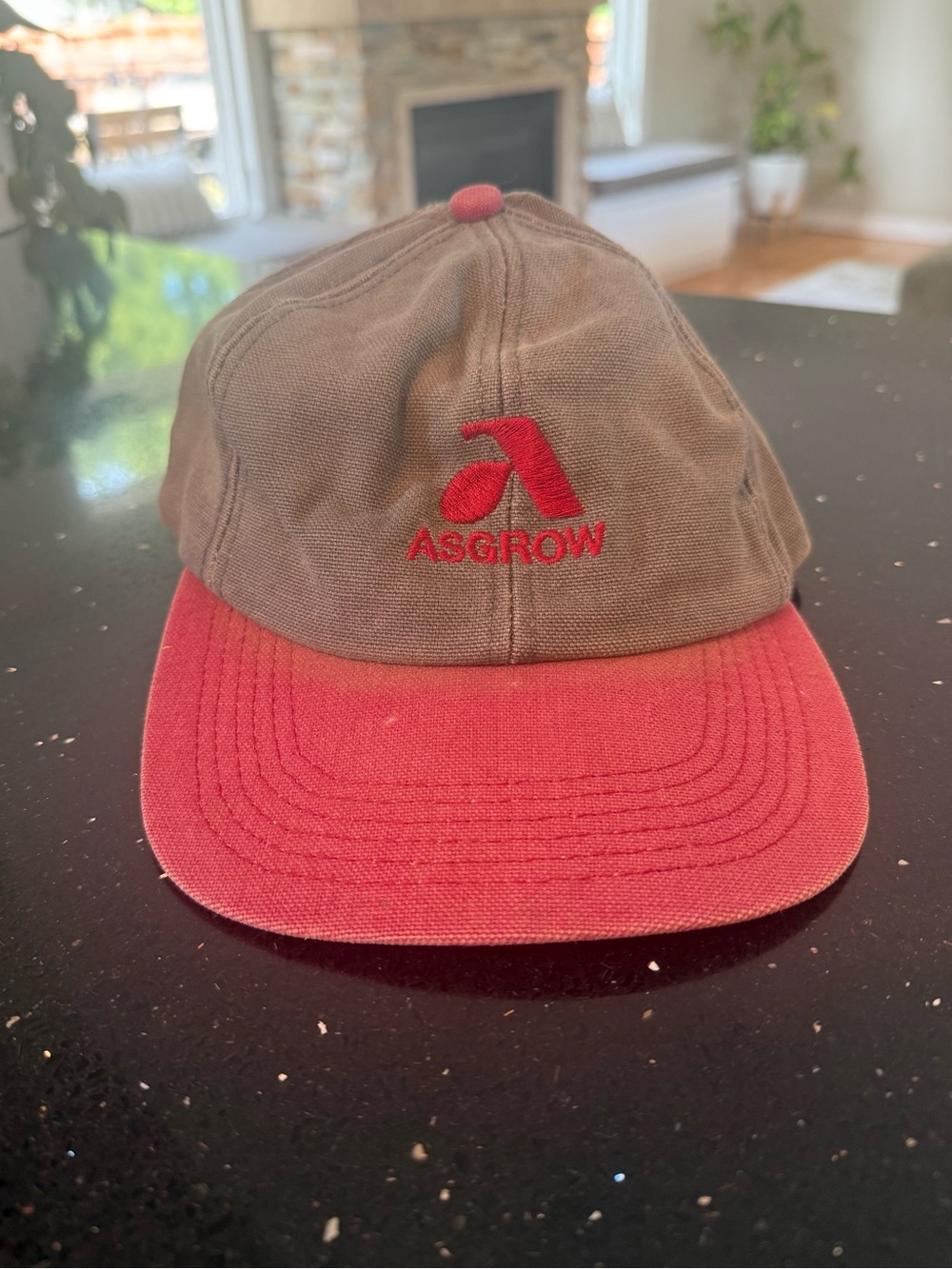 Asgrow Brown and Red Logo Baseball Cap